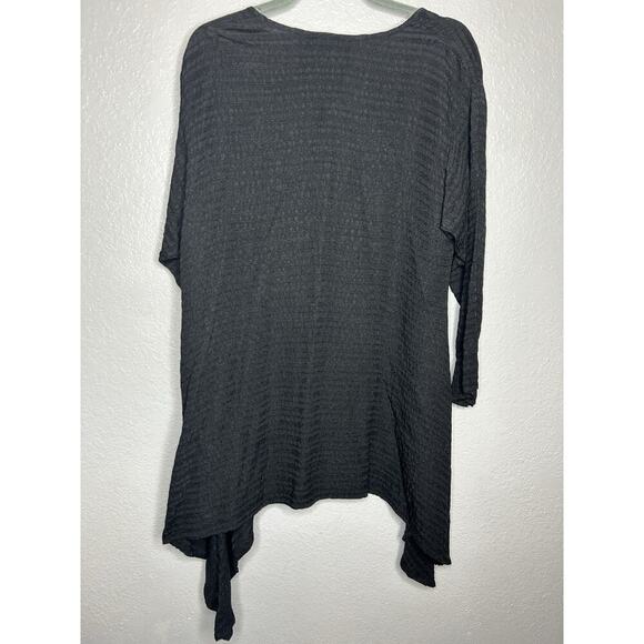 Dress To Kill Women’s One Size Black Tunic Top 3/4 Sleeve 100% Cotton Textured - Picture 2 of 9